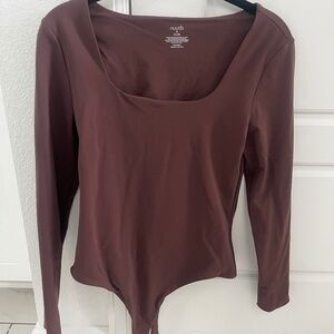 Nuuds Brown Square Neck Bodysuit
